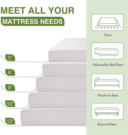 EGOHOME Twin Size Memory Foam Mattress, 12 Inch Bed Mattress in a Box with Cooling Green Tea Gel, Relieve Pressure with Medium Support, CertiPUR-US Certified, 75''L x 38''W, White
