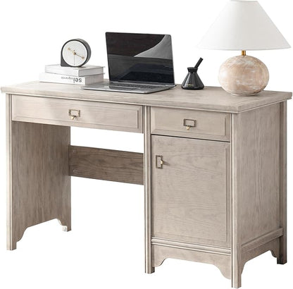 Chogori 47" Solid Wood Executive Desk, Farmhouse Office Computer Desk with 2 Drawers & Storage Cabinet, Wooden Writing Table for Home Office Study Bedroom,Gray
