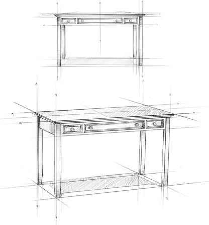 SIMPLIHOME Amherst SOLID WOOD Transitional 54 Inch Wide Desk in Farmhouse Brown, For the Office Desk, Writing Table, Workstation and Study Table