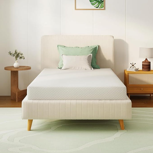 Twin XL Mattress 6 Inch Green Tea Memory Foam Mattress for Cool Sleep & Pressure Relief, Medium Feel Support,Fiberglass Free, Bed in a Box, Removable Washable Cover, CertiPUR-US Certified