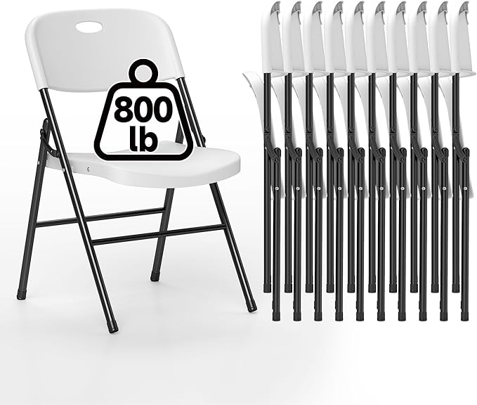 30 Pack Folding Chair, 800 Weight Limit Heavy Duty Plastic Folding Chair Portable Seating for Indoor Outdoor Events, Wedding, Party, Restaurant, Meeting Room White