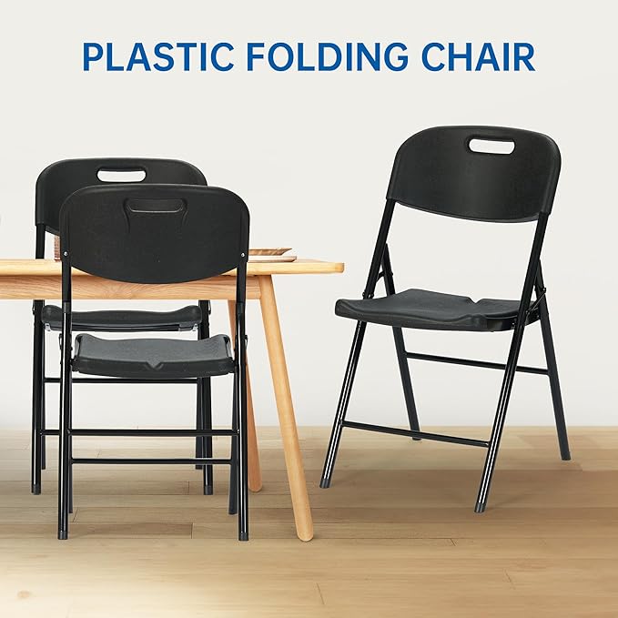 100 Pack Thicker 800 LBS Black Folding Chairs, Commercial Grade Folding Chair, Foldable Chairs for Events