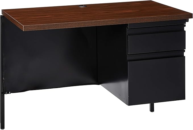 Lorell Single Right Pedestal Desk, 42 by 24 by 29-1/2-Inch, Black Walnut