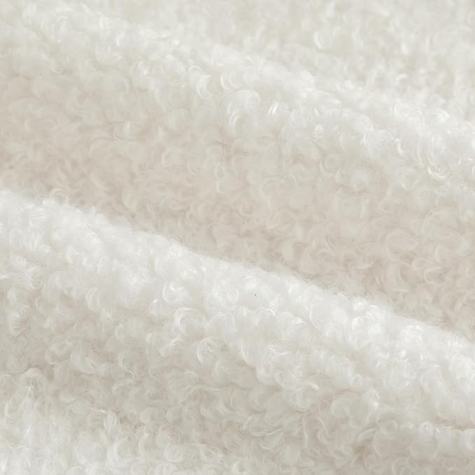 Pack of 2 Curly Teddy Wool Faux Fur Throw Pillow Covers Fuzzy Accent Soft Sherpa Pillowcases Sheepskin Fleece Decorative Cushion Case for Sofa Couch Living Room 24x24 Inch Neutral White