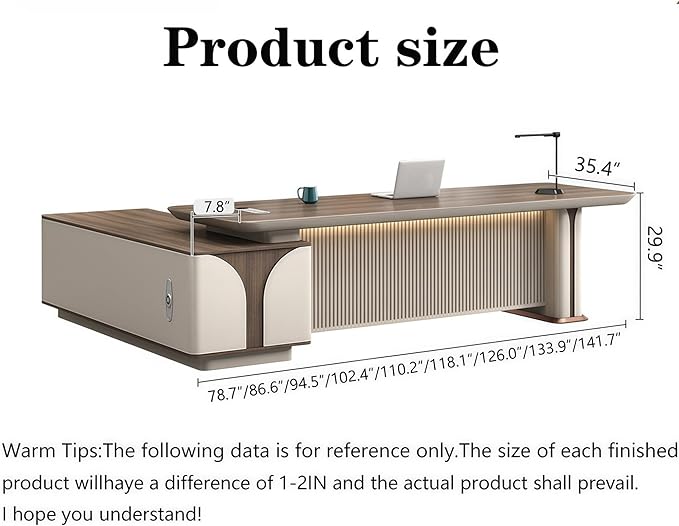 Modern L Shaped Desk, 102.4 inch Large Desk with Storage, Executive Desks for Home Office No Installation Required with Drawers and Lockable
