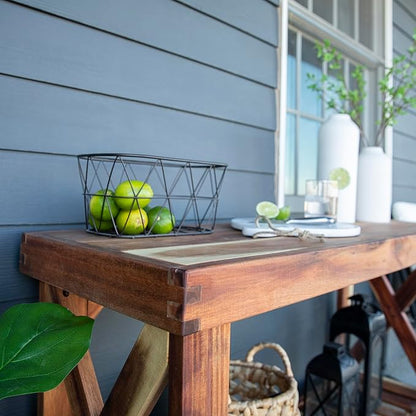 Backyard Discovery 48" Acacia Wood Farmhouse Narrow Console Table with Lower Slat Storage Shelf, Water-Resistant Design for Patio, Deck, Entryway, Living Room, Sofa Table, Indoor or Outdoor Use