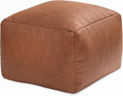 Anji Mountain 100% Handmade & Handcrafted Comfortable Home Décor Pouf Ottoman Footrest for Living Room, Bedroom, Nursery, Kidsroom, Patio Furniture - (22" x 22" x 16" - Camel)