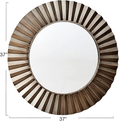 Household Essentials Round Decorative Sunburst Wall Mirror, Bronze