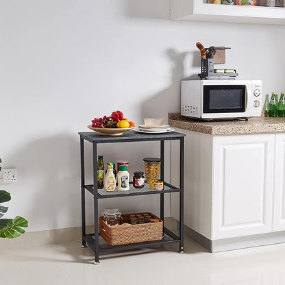 VECELO Tall End Side Tables, 30" Height Nightstand with 3-Tier Storage Shelf for Bedroom Living Room, Easy Assembly,Industrial Style, Carbon Grey