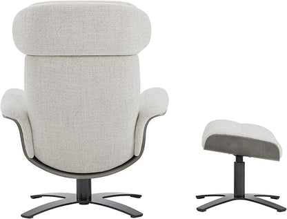 CHITA Fabric Reclining Swivel Chair with Adjustable Headrest and Ottoman for Living Room, White (Multi-Colored)