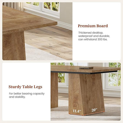63 in Executive Desk with Power Outlets, Modern Home Office Desk with Storage Cabinet, Wood Computer Desk Business Workstation Desk Conference Table (Oak)