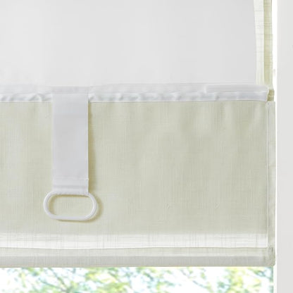 Madison Park Kyler Cordless Roman Shades - Single Panel, Lightweight Linen Blend Fabric, Natural Design, Easy Installation, Light Filtering Window Blind, Bedroom, Living Room Decor 29"W x 64"H Ivory