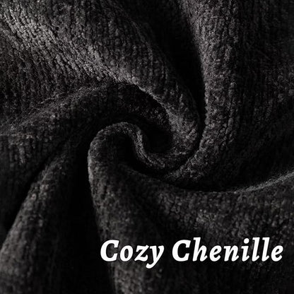 Black Decorative Throw Pillow Covers 20x20 Inch Set of 2 Cozy Soild Chenille Cushion Cases Soft Textured Square Couch Pillows Cover Boho Accent Farmhouse Pillowcases for Sofa Bed