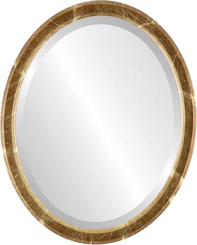 OVALCREST Oval Beveled Wall Mirror for Home Decor - Toronto Style - Champagne Gold - 18" x 14"