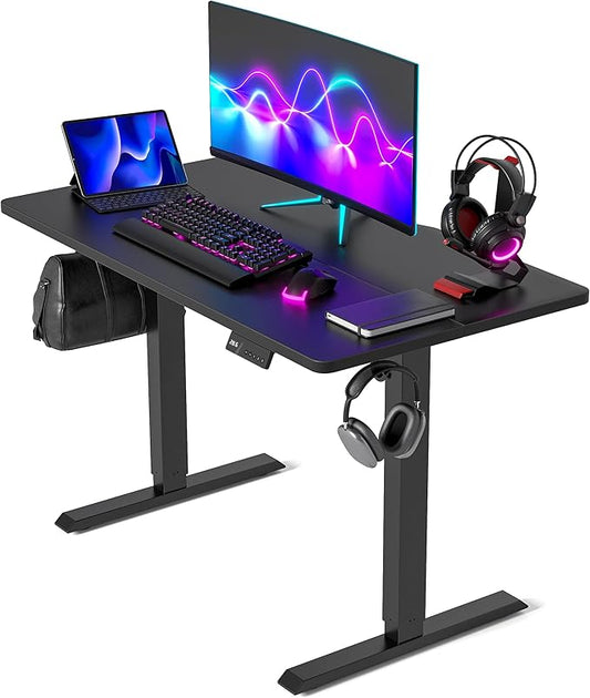 CubiCubi 40 x 24 Inches Electric Standing Desk, Height Adjustable Sit to Stand Desk, Home Office Table with Splice Board, Black