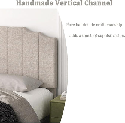 King Size Headboard Only, Linen Wall Mounted Headboard King for Adjustable Bed Modern Upholstered Head Board Easy Assembly, Beige