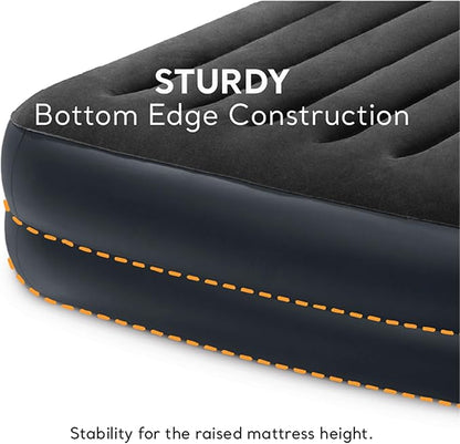 Intex Air Mattress, 64123ED Dura-Beam Plus Pillow Rest Fiber-Tech – Queen Size – Built-in Electric Pump – 16.5in Bed Height – 600lb Weight Capacity
