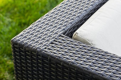 7-Piece Outdoor Patio Wicker Furniture Set, No-Assembly Sectional Sofa with Weather-Resistant Cushions, All-Weather Conversation Set (Supercrylic Gray)