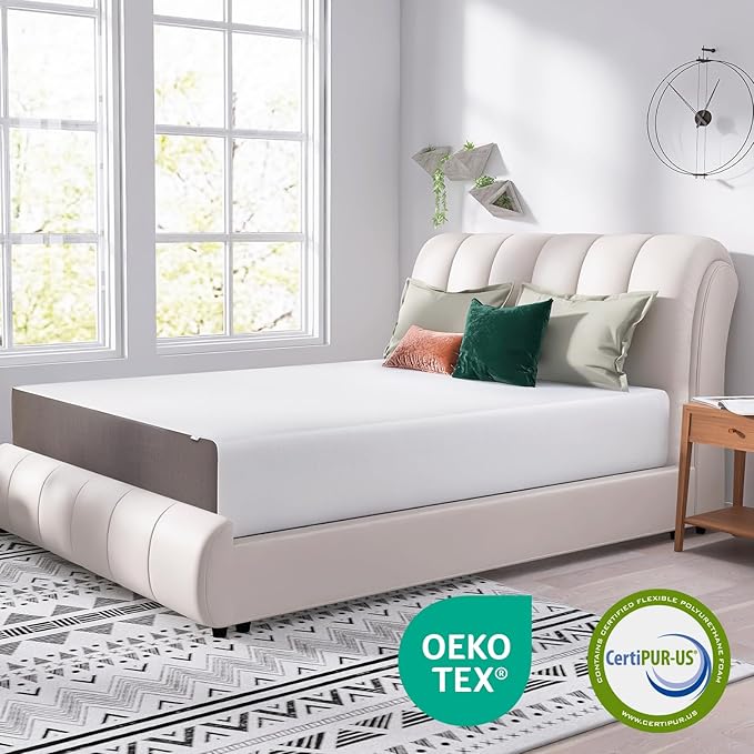 Amazon Basics Memory Foam Mattress, Medium Firm, 12 Inch, Queen, White/Grey