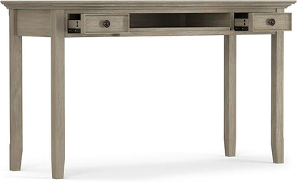 SIMPLIHOME Amherst Desk - 54-Inch Wide Solid Wood Writing Desk in Distressed Grey, Transitional Home Office Computer Table for Workspace or Study with 2 Drawers and Flip-Down Keyboard Tray