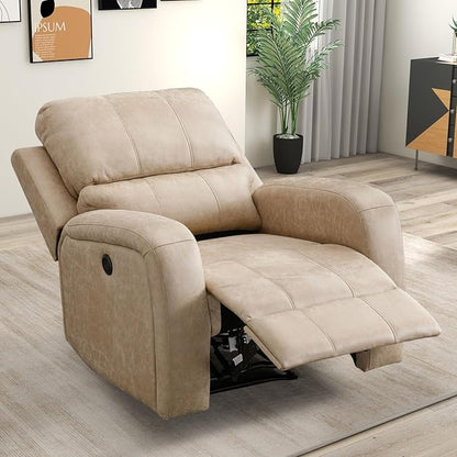 Electric Recliner Chair, Soft PU Leather Power Recliners with Padded Backrest, Single Overstuffed Heavy Duty Reclining Sofa for Living Room Bedroom