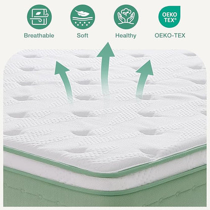 Novilla Twin Mattress, 10 Inch Hybrid Mattress in a Box, Gel Inflation Memory Foam with Pocket Coils Innerspring for a Cozy Night, Pillow Top Twin Size Mattresses, Medium Firm & Fit The Body's Curves