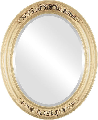 OVALCREST Oval Beveled Wall Mirror for Home Decor - Florence Style - Gold Leaf - 34" x 28"