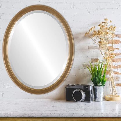 OVALCREST Oval Beveled Wall Mirror for Home Decor - Toronto Style - Desert Gold - 18" x 14"