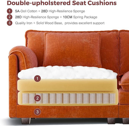 ELUCHANG Oversized 153" Modular Sectional Sofa, Comfy Deep Seat Cloud Couch, Sleeper Sofa Bed, 8 Seat Modern Couch with Removable Cover for Living Room, Apartment, DIY Combination, Chenille Terracotta