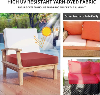 Easy-Going Waterproof Patio Cushion Covers 24x24x4 inch 4 Pack Replacement Non-Slip Outdoor Seat Cushion Slipcover with Zipper. Red