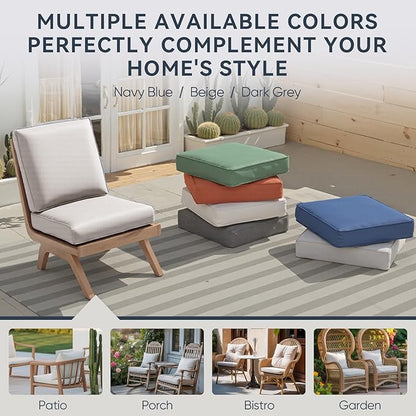 7-Piece Outdoor Patio Cushion Set - Fade & Water Resistant with Removable Olefin Cover, 22x24x4 Inch Memory Foam Cushions for Wicker Sectional Sof - Beige/Regular