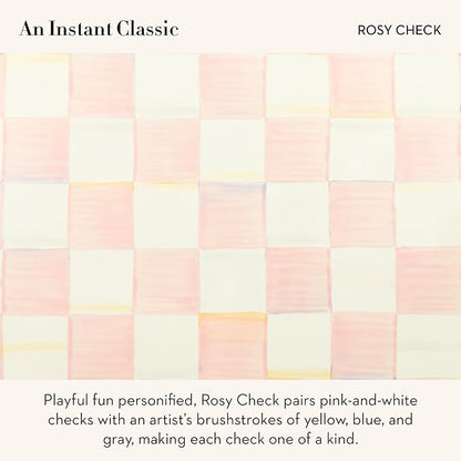 MACKENZIE-CHILDS Rosy Check Enamel Canister, Pink-and-White Kitchen Storage Container with Lid, Mini