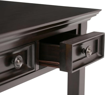 SIMPLIHOME Amherst Desk - 54-Inch Wide Solid Wood Writing Desk in Hickory Brown, Transitional Home Office Computer Table for Workspace or Study with 2 Drawers and Flip-Down Keyboard Tray