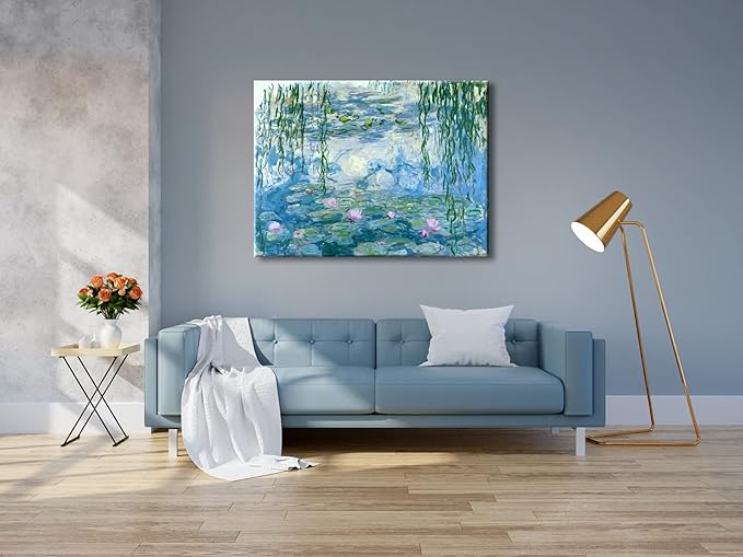 Wieco Art Water Lilies by Claude Monet Paintings Reproduction Canvas Prints Giclee Artwork for Wall DecorModern Canvas Wall Art for Home and office Decoration