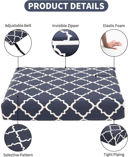 Outdoor Cushion Set for Patio Furniture Deep Seat Chair Cushions Weather Resistant Sofa Chair Pad, 24.4x23.6 Inch, Blue Diamond