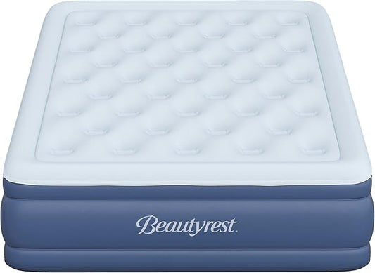Beautyrest Supreme Air, Cal-King Size Air Mattress with Built-in Pump, Raised Inflatable Bed, Puncture-Resistant Vinyl, Auto Shut-Off, 650lb Support, Guest Bed, Camping Airbed, 3-Year Warranty