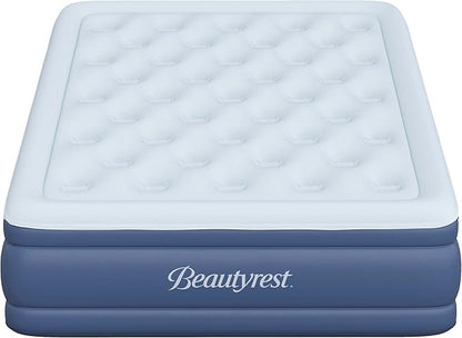 Beautyrest Supreme Air, Full Size Air Mattress with Built-in Pump, Raised Inflatable Bed for Adults, Puncture-Resistant Vinyl, Auto Shut-Off, 650lb Support, Guest Bed, Camping Airbed, 3-Year Warranty