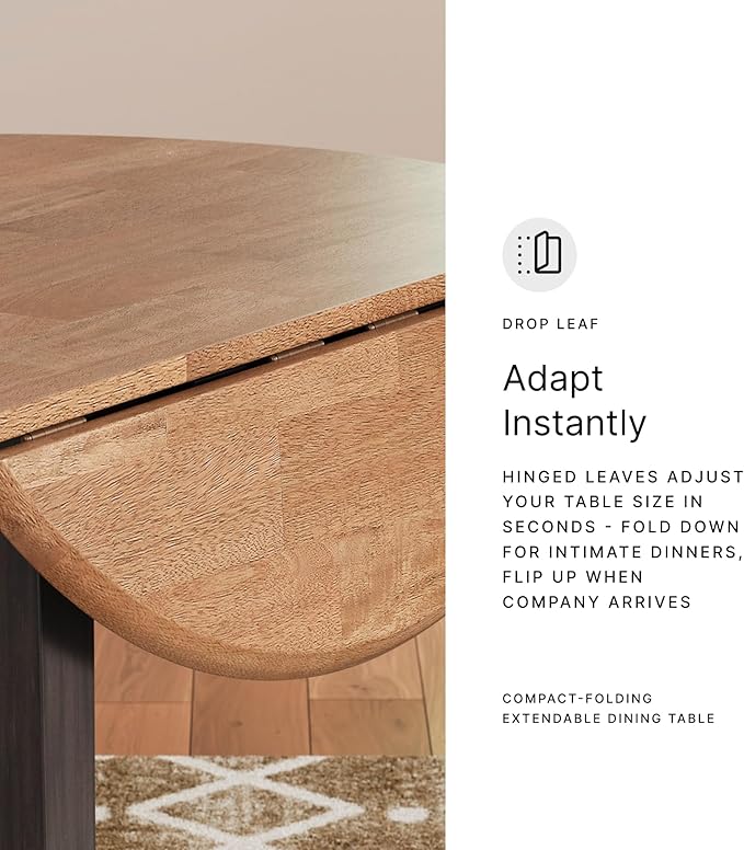 Signature Design by Ashley Shullden Casual Round Dining Small Drop Leaf Table, Seats up to 4, Gray
