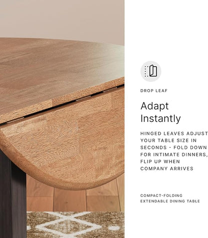 Signature Design by Ashley Gesthaven Farmhouse Dining Drop Leaf Table with 4 Legs, Light Brown & White