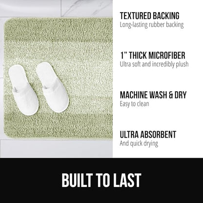 GORILLA GRIP Ultra Soft Plush Bathroom Rugs with Textured Rubber Backing, Absorbent Quick Dry Bath Mat, Machine Washable Shower Mats, Home Décor Accessories Bathmat Rug Essentials, 24 x 16 Sage