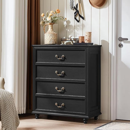 Bedroom Sets, 54" Wide 7 Drawers Dresser and 37" Tall 4 Drawers Dresser, Wooden 2 Piece Bedroom Furniture Set, Chest of Drawer for Bedroom, Home, Living Room, Hallway, Black