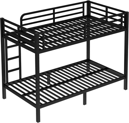 Bellemave Twin XL Over Twin XL Bunk Bed for Adults, Heavy Duty Bunk Beds Frame with Build in Ladder and Full Length Guardrail, Easy Assemble Bunkbeds, Noise Reduced, Mattress Not Included, Black
