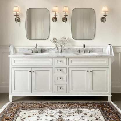ANDY STAR Chrome Bathroom Mirror, 28x36 Inch Stainless Steel Metal Frame Oblong Bathroom Mirror for Vanity, 1’’ Deep Wall Mounted Vertically/Horizontal
