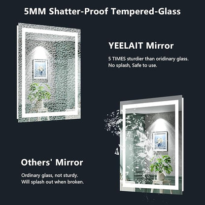 32x36 Inch LED Bathroom Mirror with Lights Front and Backlit Lighted Vanity Mirror for Bathroom Wall with 3 Colors Dimmable Anti-Fog Memory Shatter-Proof IP54 Waterproof Horizontal/Vertical