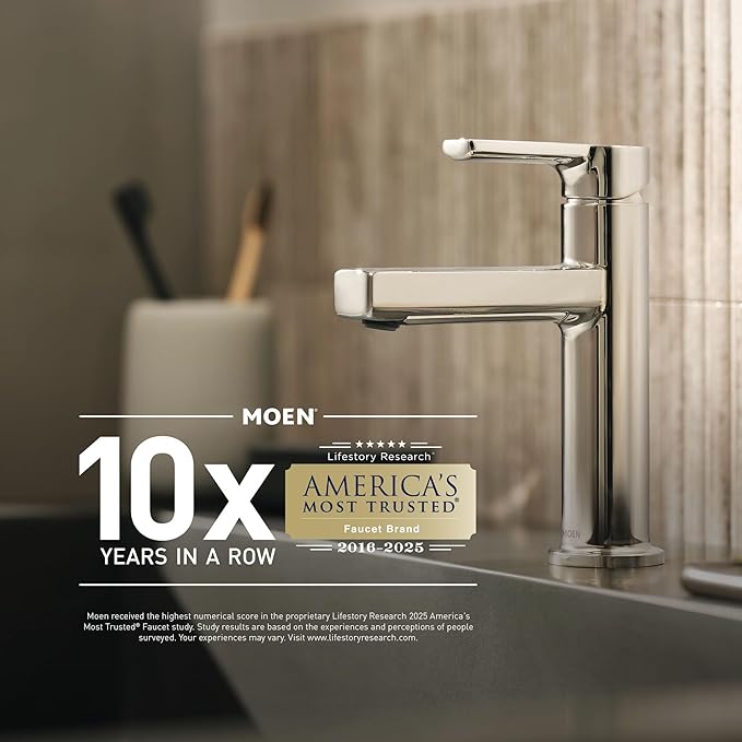 Moen Gibson Matte Black Two-Handle Centerset Modern Bathroom Faucet with Drain Assembly for 4-inch 3-Hole Countertops, 6150BL