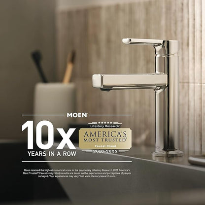 Moen Gibson Matte Black Two-Handle Centerset Modern Bathroom Faucet with Drain Assembly for 4-inch 3-Hole Countertops, 6150BL
