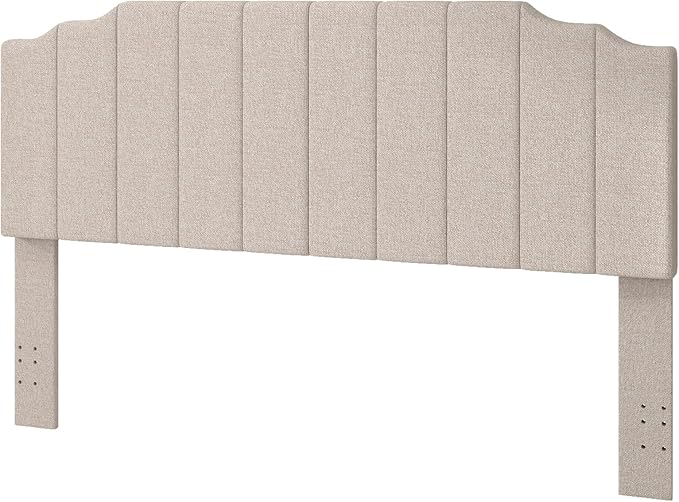 King Size Headboard Only, Linen Wall Mounted Headboard King for Adjustable Bed Modern Upholstered Head Board Easy Assembly, Beige