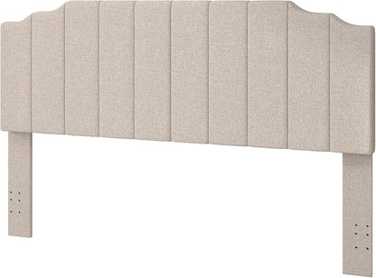 King Size Headboard Only, Linen Wall Mounted Headboard King for Adjustable Bed Modern Upholstered Head Board Easy Assembly, Beige