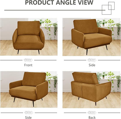 Oversized Accent Chair for Living Room Chairs Reading Arm Chair Comfy Modern Single Sofa Side Chairs with Metal Legs & Soft Cushion for Bedroom, Waiting Room (Velvet Brownish, Set of 2)