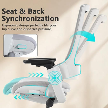 CLATINA Office Chair Swivel Executive Chair, Adjustable Ergonomic Computer Chair with 3D Armrest and Lumbar Support, Fabric Backrest Task Chair for Home Office Conference Room